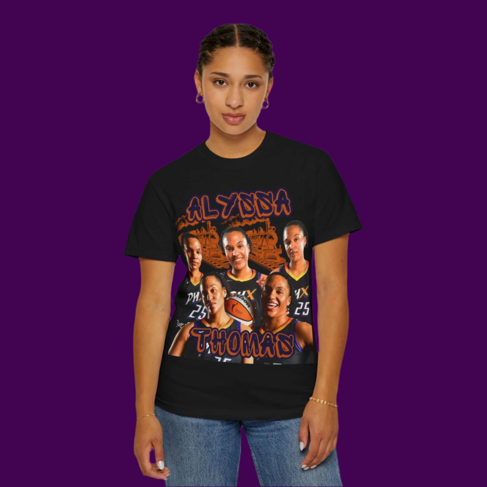 Alyssa "The Engine" Thomas Basketball Fan T-Shirt, This T-shirt is a must-have for fans of Alyssa "The Engine" Thomas, professional women's basketball player for the Phoenix Mercury. It offers a comfortable fit and classic style, perfect for casual wear o