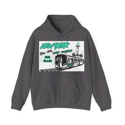 Subway Hoodie This hoodie is for the New York women's basketball (WBB) fans. With a subway train with track. The words New York in seafaom green Grafitti. Featuring different player nicknames on the brick wall in different styles of Graffiti (Stew-York, S