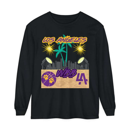 Los Angeles WBB Long Sleeve T-Shirt, This Los Angeles WBB (women's basketball) long-sleeve shirt comes packed with softness and style. This tee features garment-dyed fabric and comes with a relaxed fit for total comfort in any casual environment. Featurin