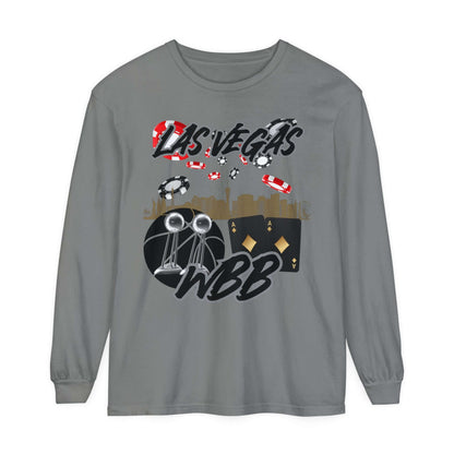 Las Vegas WBB Long Sleeve T-Shirt, This Las Vegas WBB (women's basketball) long-sleeve shirt comes packed with softness and style. This tee features garment-dyed fabric and comes with a relaxed fit for total comfort in any casual setting. Featuring the La